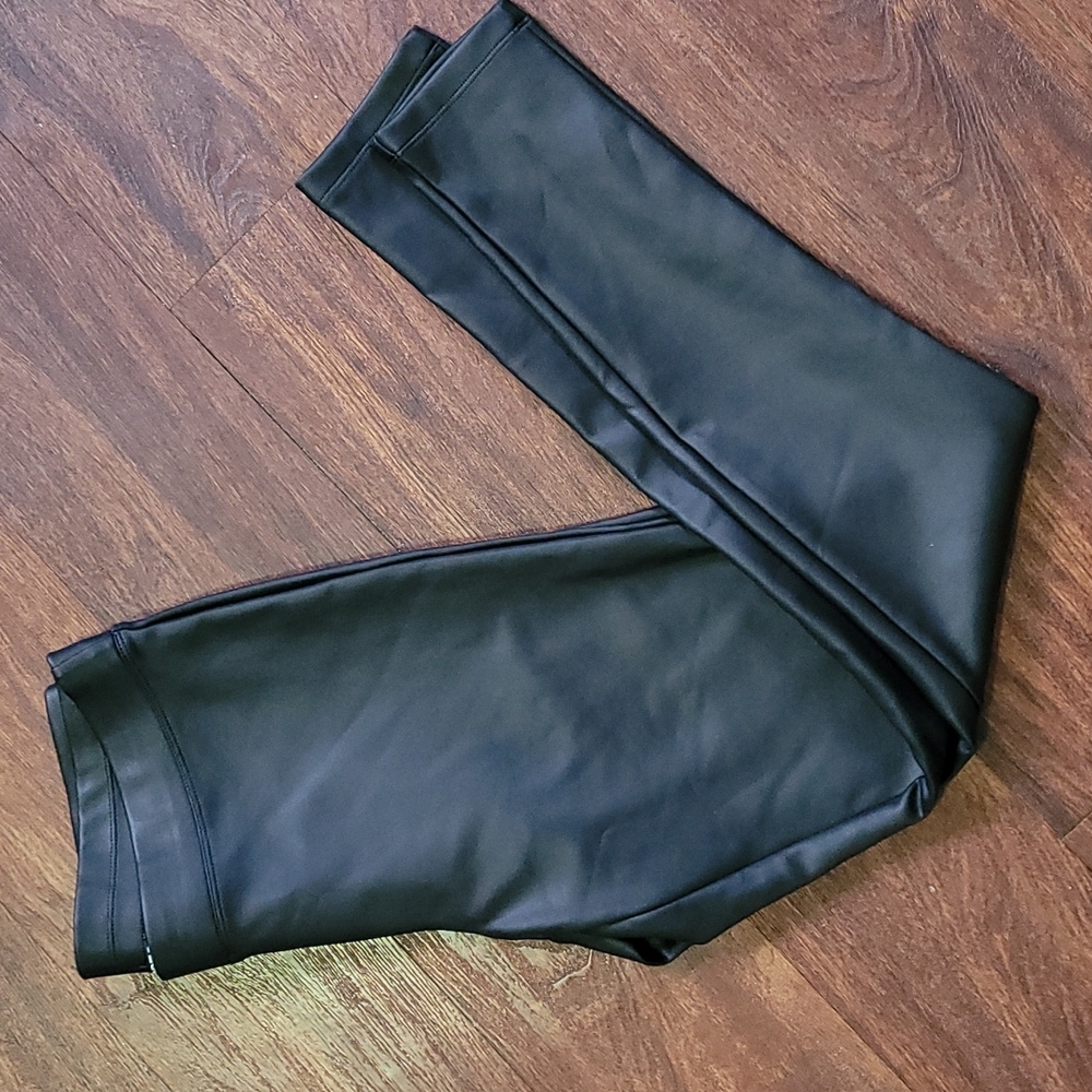 Black faux leather leggings